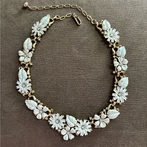 TRIFARI SUMMER WHITE ENAMEL FLORAL COLLAR NECKLACE